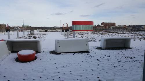 <p>The green roof was not so green when we visited but you could see where the plants grow in the summer.</p>