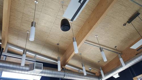 <p>LED lighting inside. Recycled wine corks make up the ceiling tiles and flooring.</p>